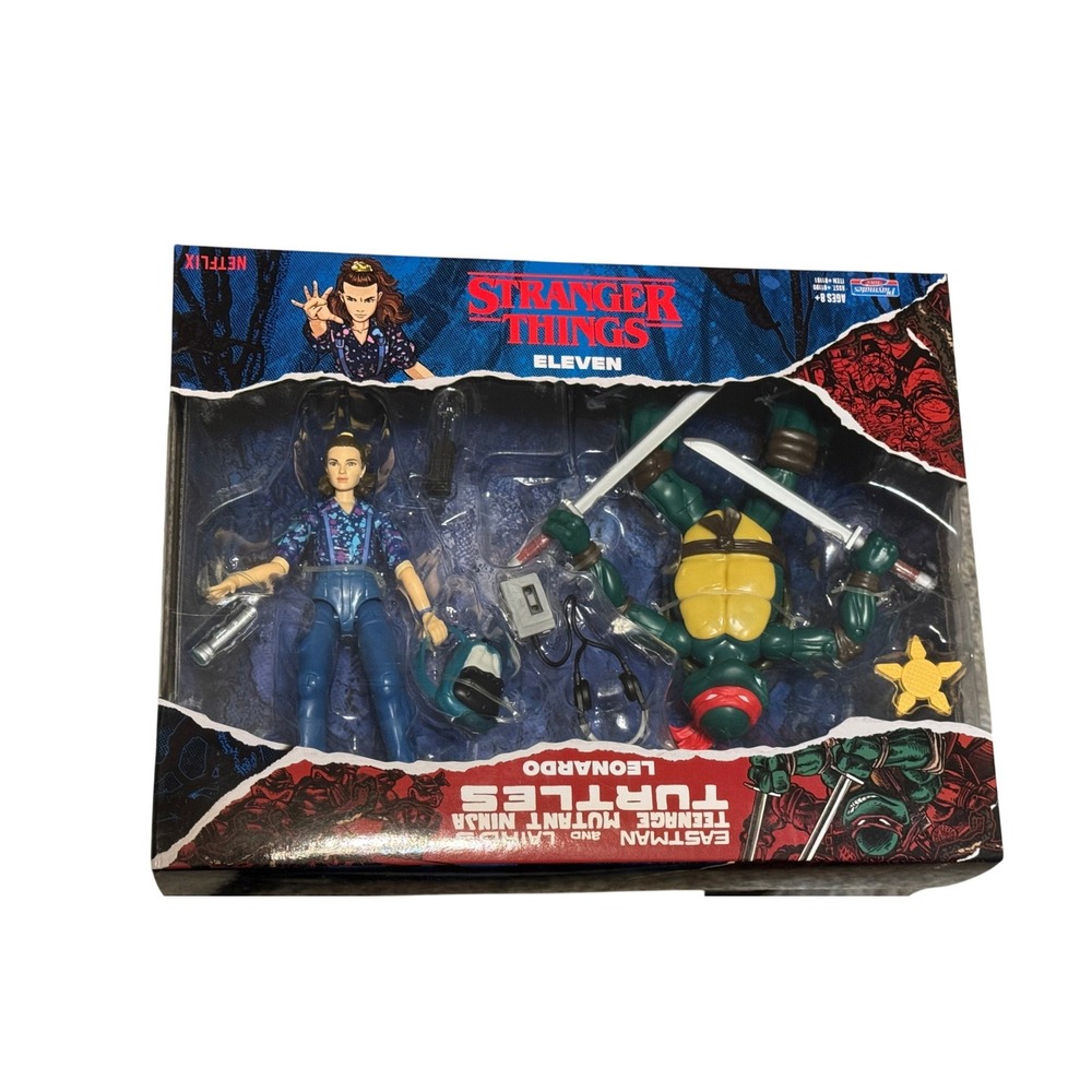 Stranger Things Eleven TMNT Leonardo Action Figure Set Playmates Toys 81191 New